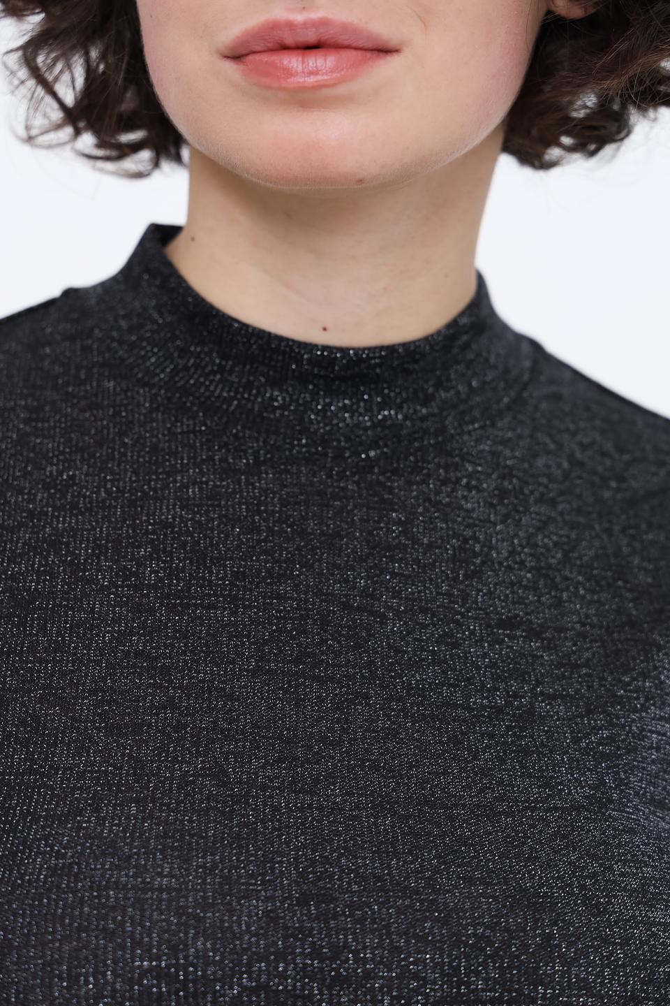 Лонгслив Oui с блестками черный