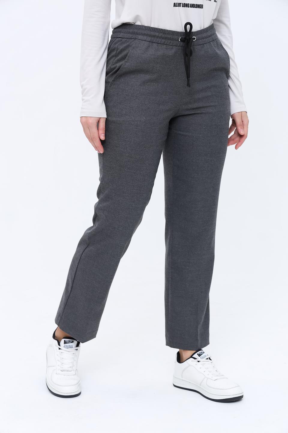 Брюки Oui серые с манжетами