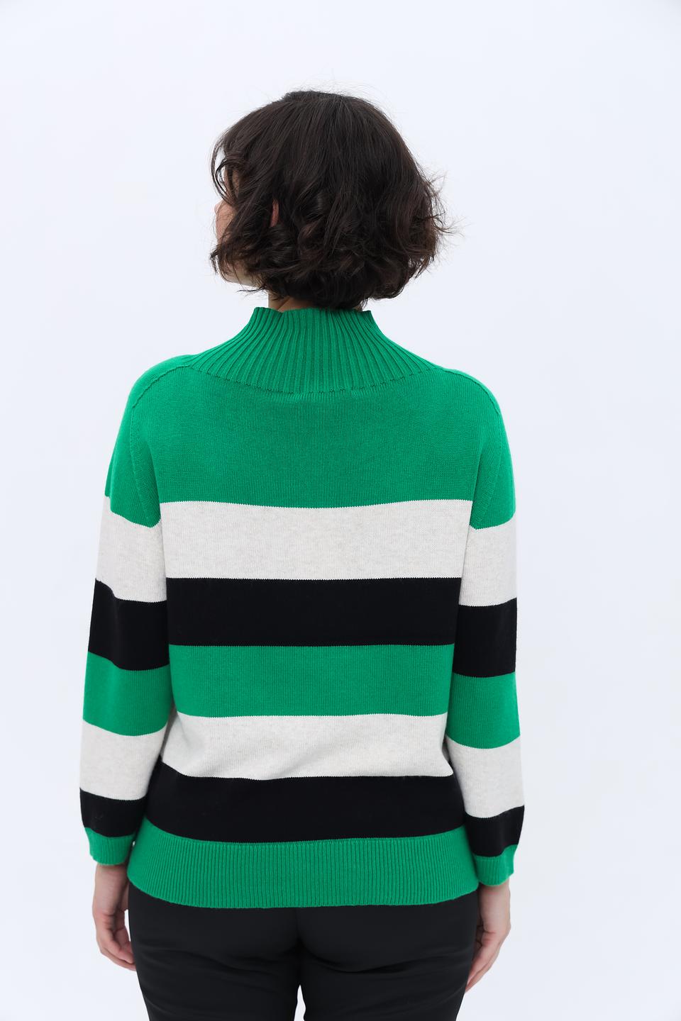 Пуловер Oui в полоску зелёный