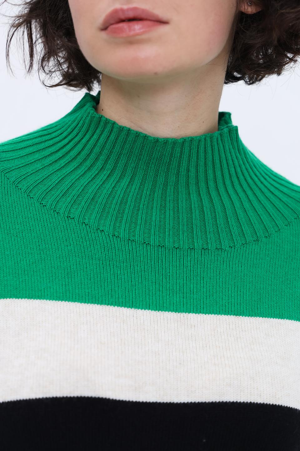 Пуловер Oui в полоску зелёный