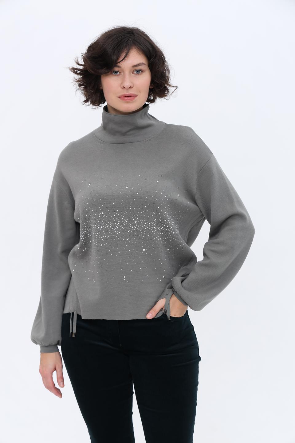 Пуловер Monari с кристаллами серый