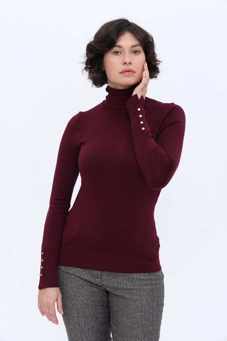 Водолазка Alcott с пуговицами бордовая