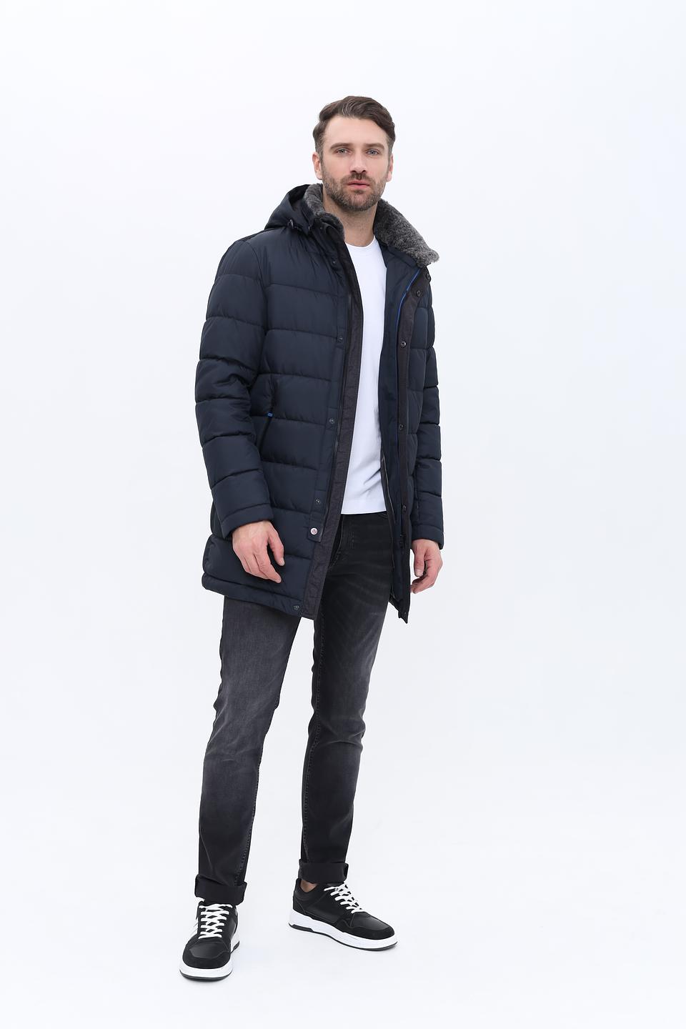 Пальто Red Point стеганое тёмно-синее