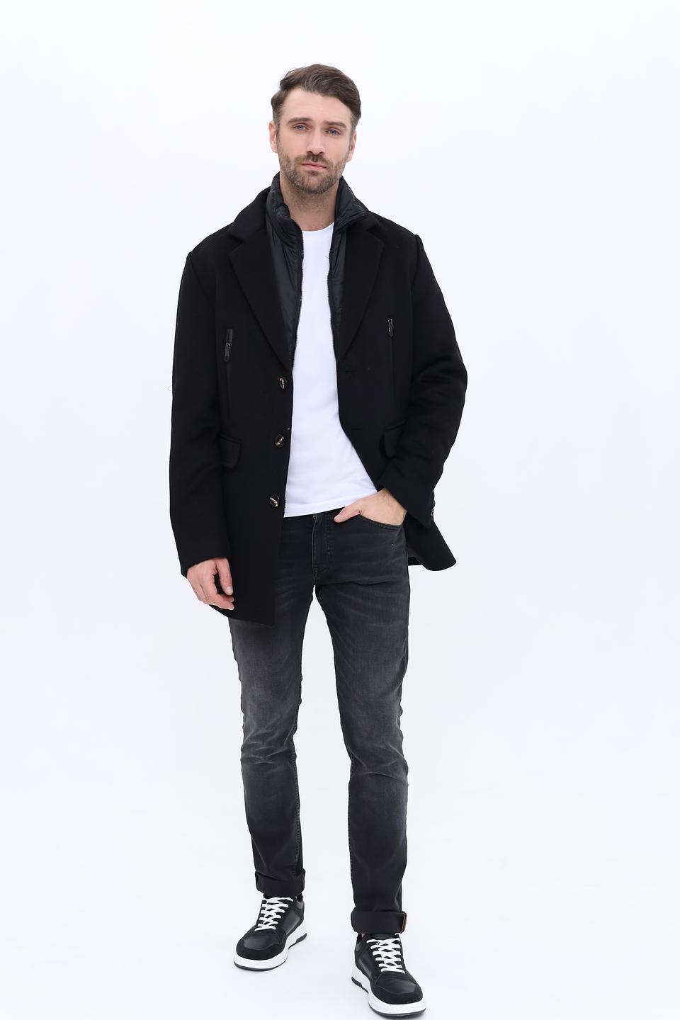 Пальто Granchio чёрное приталенное