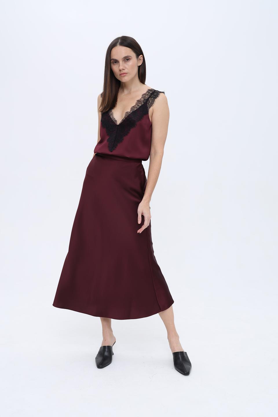 Топ Boss Black с кружевом бордовый