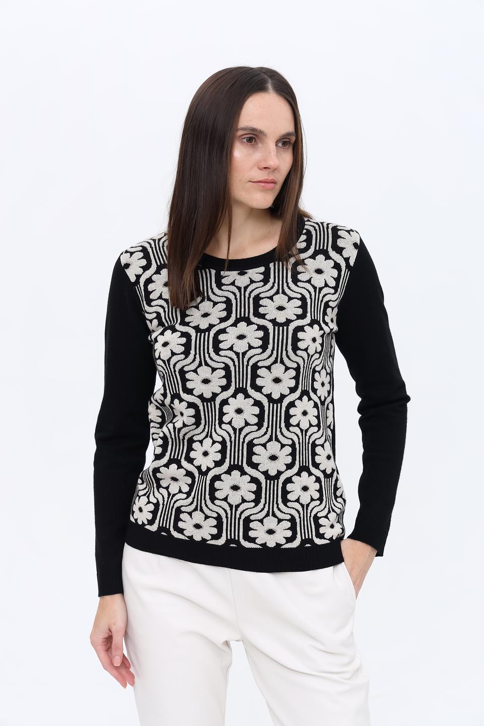 Джемпер Leo & Ugo с цветами чёрный