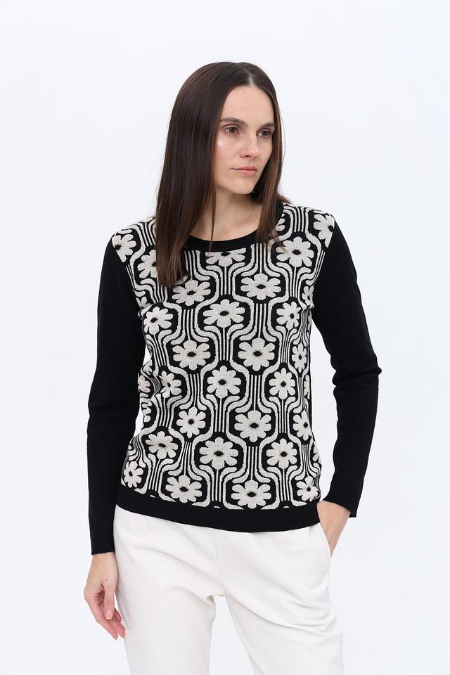 Джемпер Leo & Ugo с цветами чёрный
