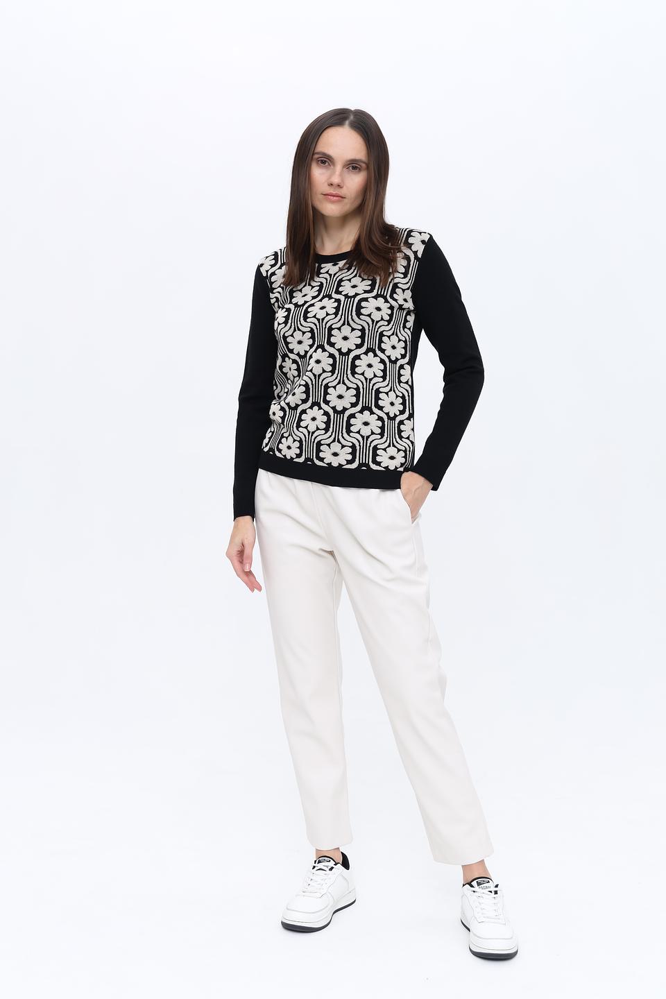 Джемпер Leo & Ugo с цветами чёрный