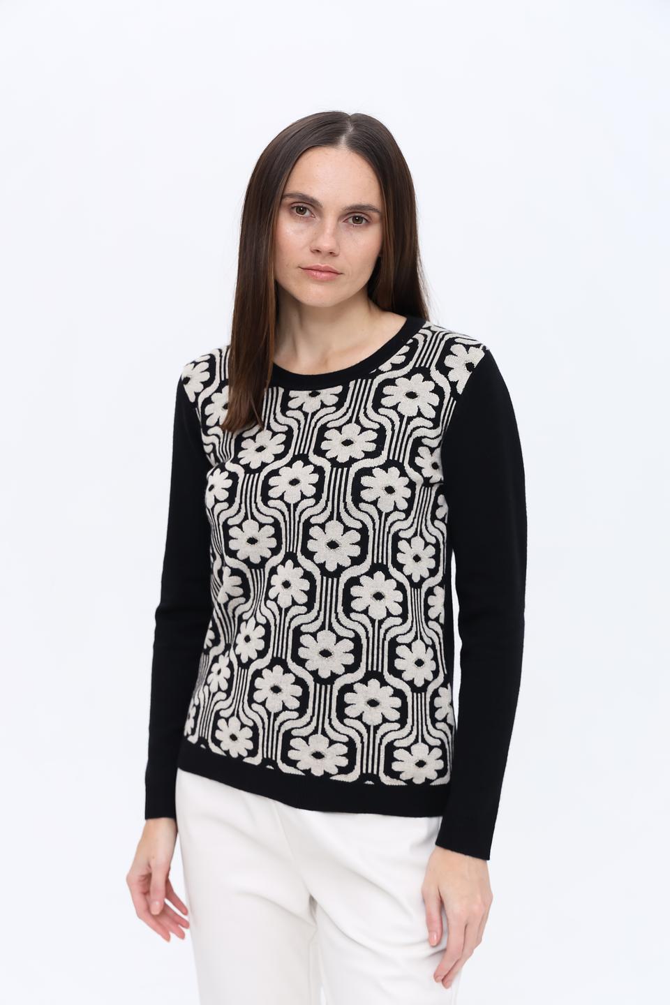 Джемпер Leo & Ugo с цветами чёрный