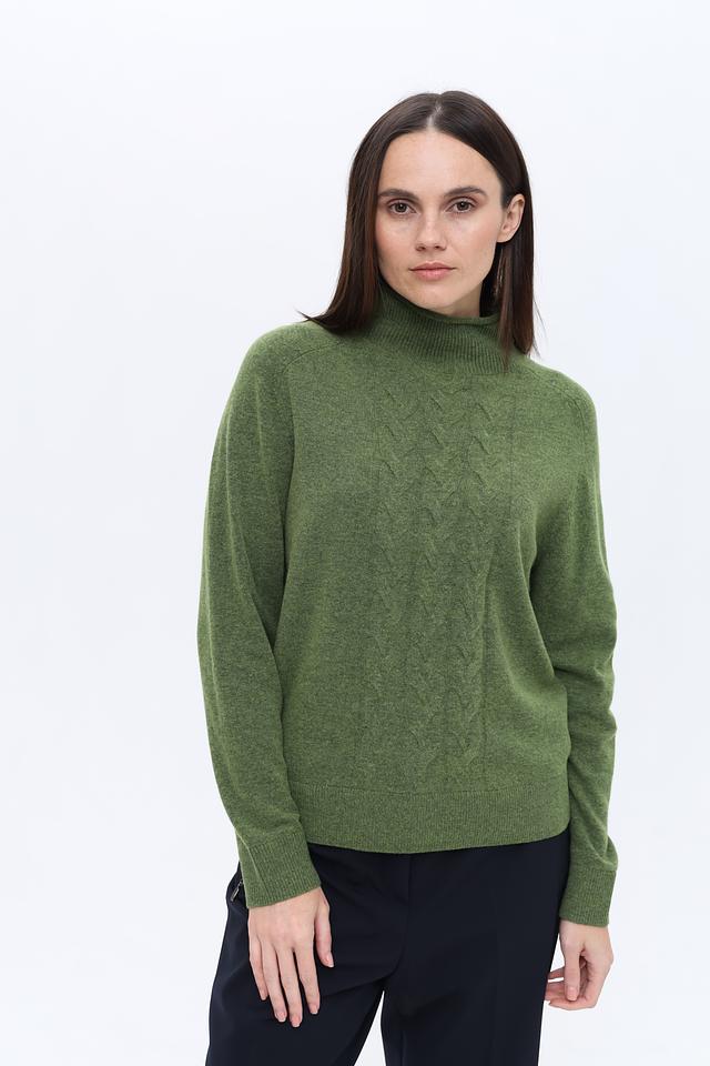 Пуловер Pezzo с косами оливковый