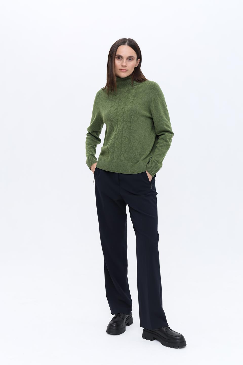 Пуловер Pezzo с косами оливковый