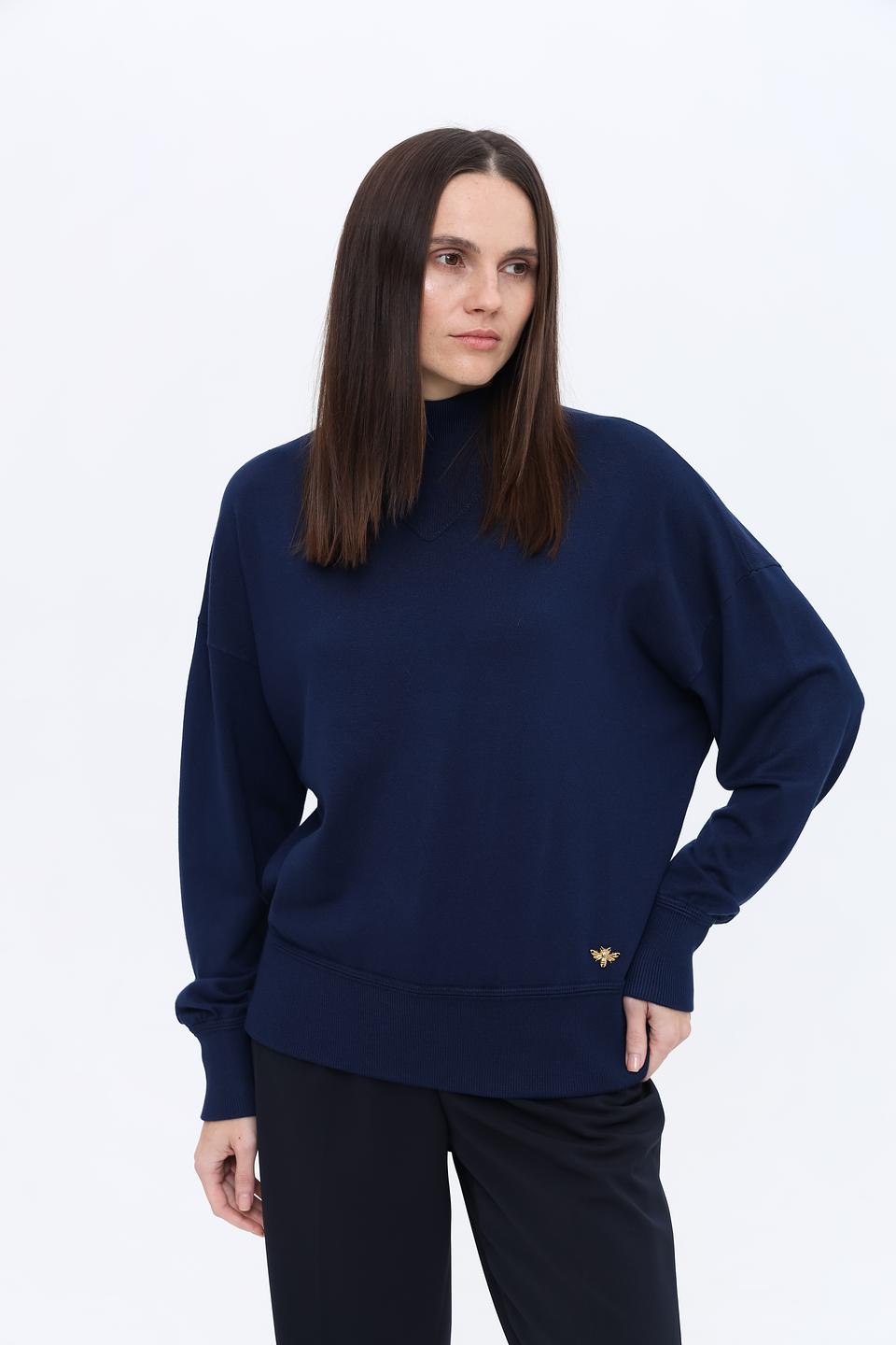 Пуловер Pezzo синий с горлом