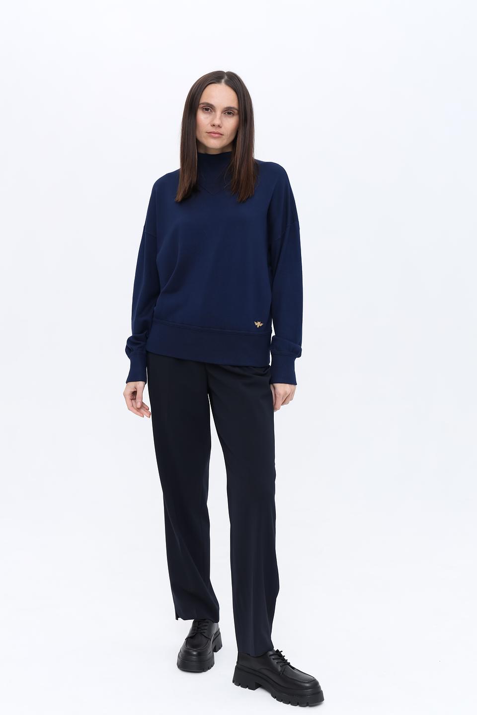 Пуловер Pezzo синий с горлом