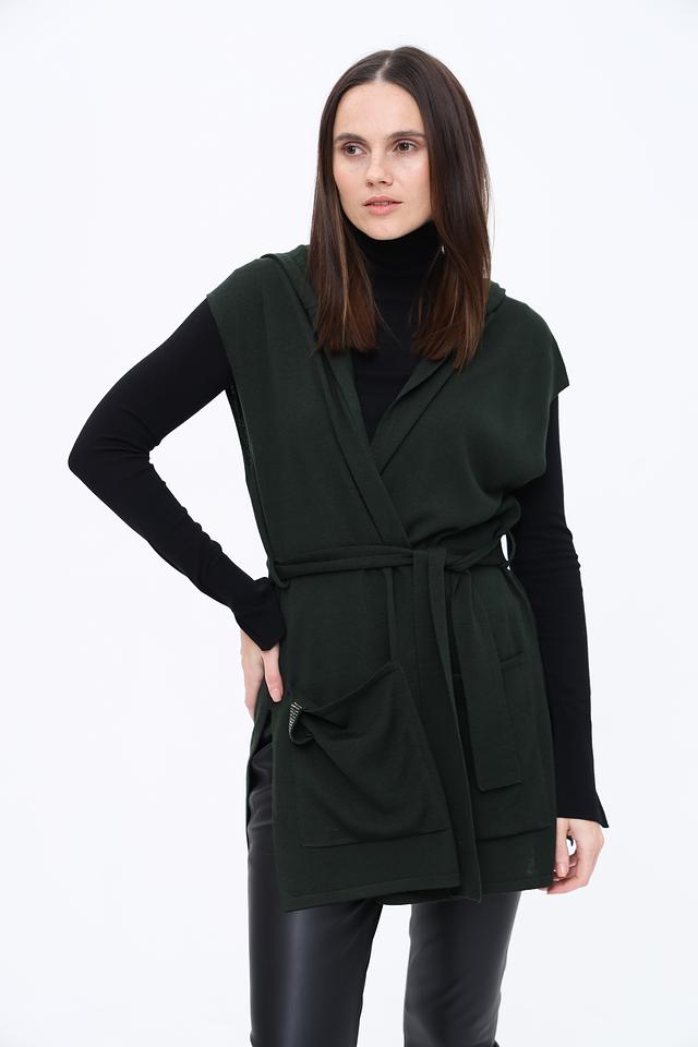 Жилет Pezzo с капюшоном, тёмно-зелёный