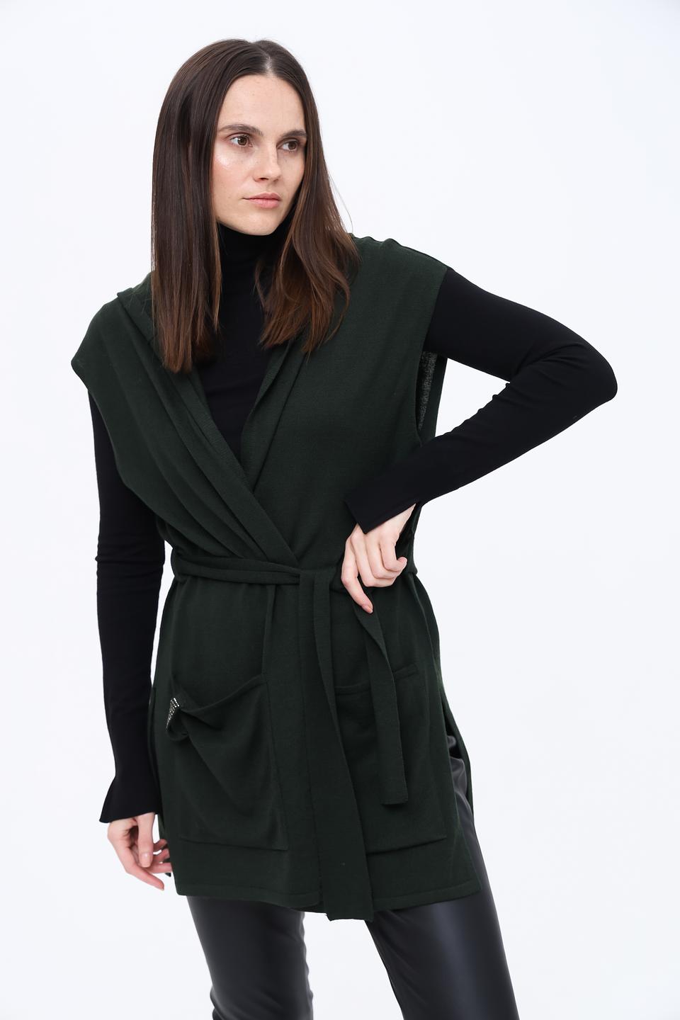 Жилет Pezzo с капюшоном, тёмно-зелёный