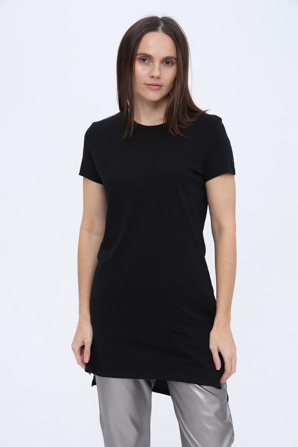 Футболка Alcott женская черная удлиненная