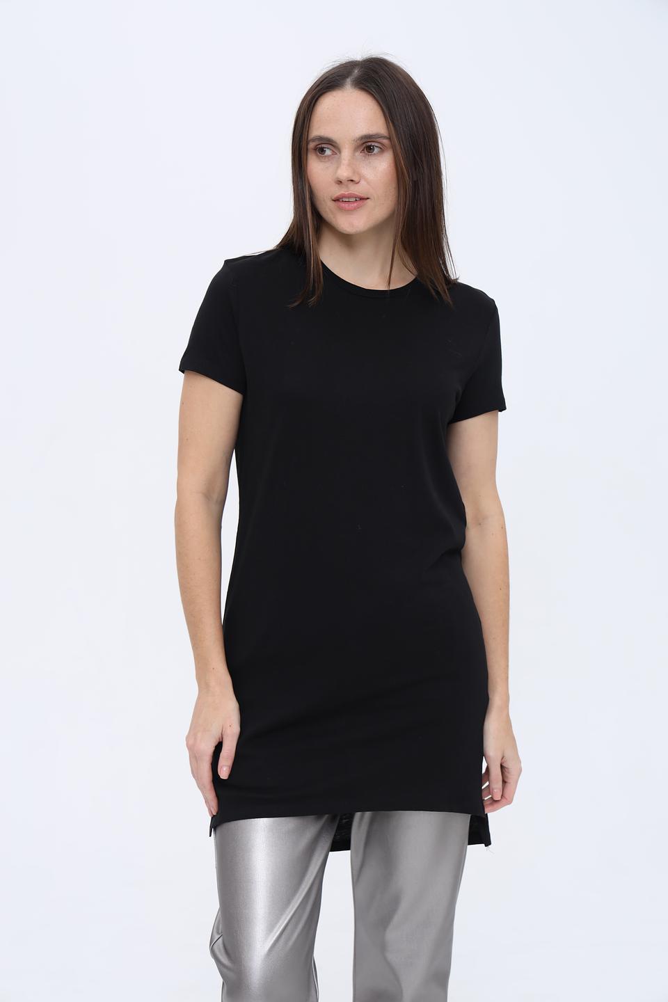 Футболка Alcott женская черная удлиненная
