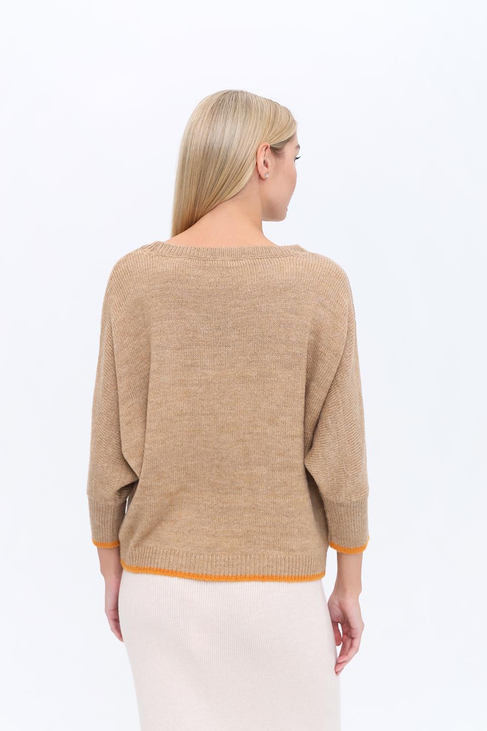 Пуловер More and More с ромбами бежевый