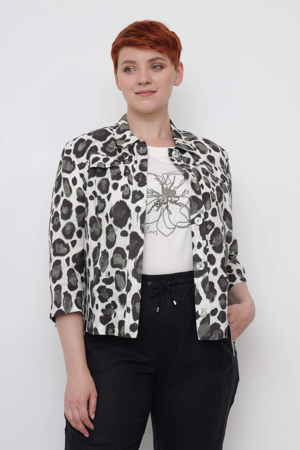 Рубашка Lebek с леопардовым принтом