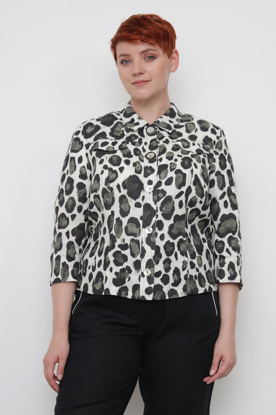 Рубашка Lebek с леопардовым принтом