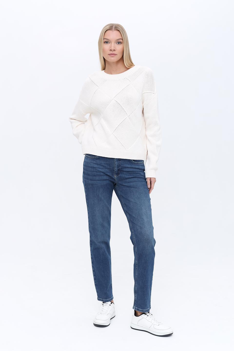 Пуловер Oui с косами кремовый