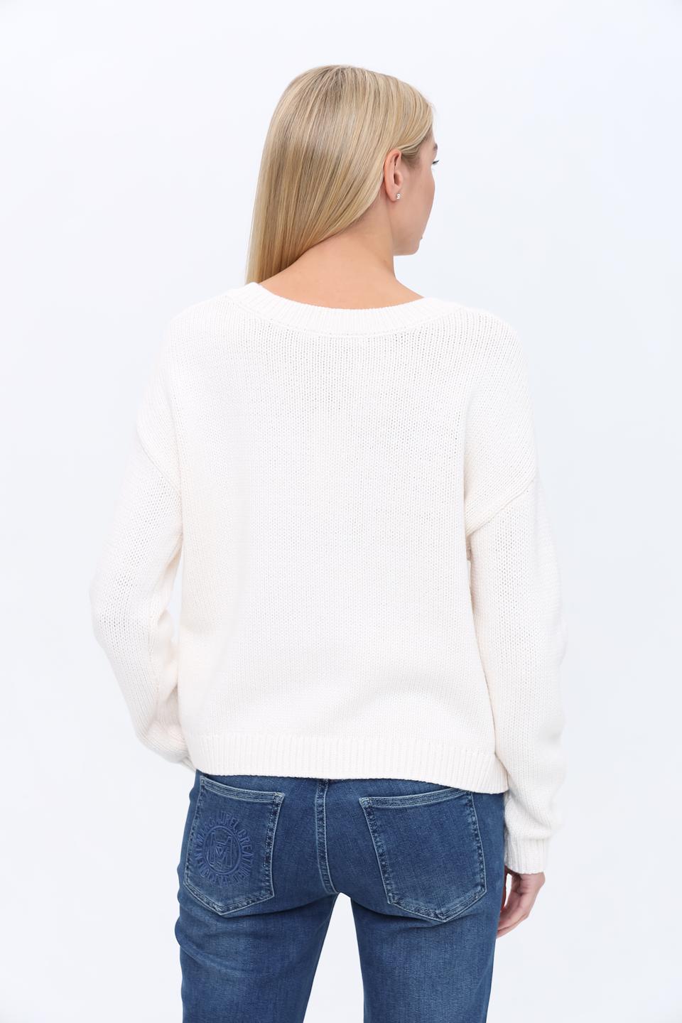 Пуловер Oui с косами кремовый