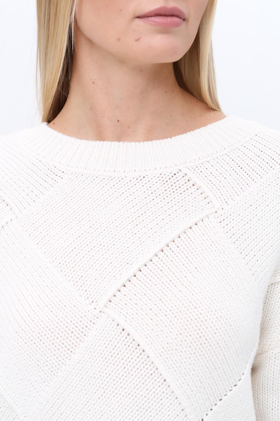 Пуловер Oui с косами кремовый