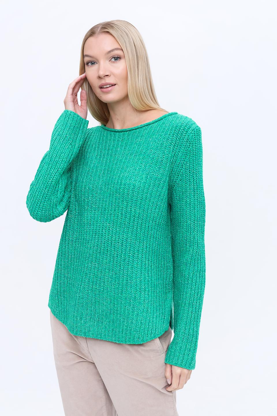 Пуловер Oui зелёный вязаный
