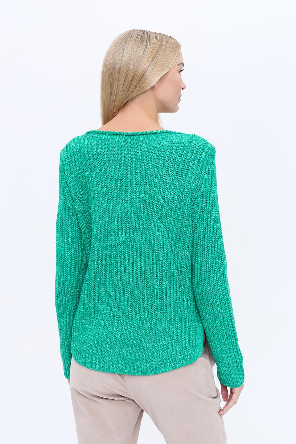 Пуловер Oui зелёный вязаный