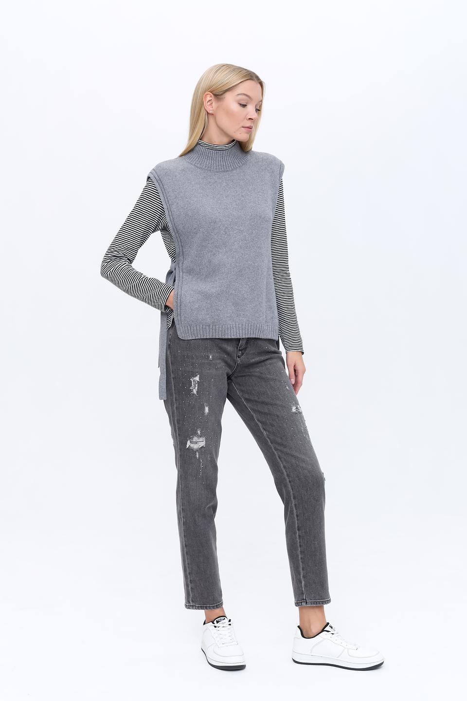 Жилет Oui вязаный серый