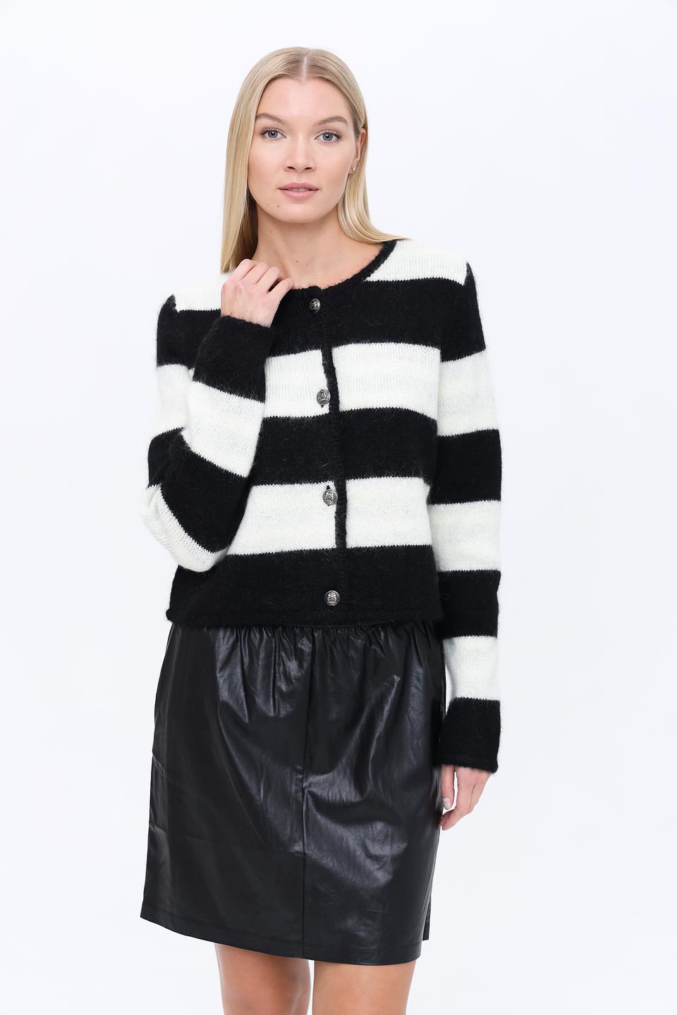 Жакет Oui в полоску чёрно-белый