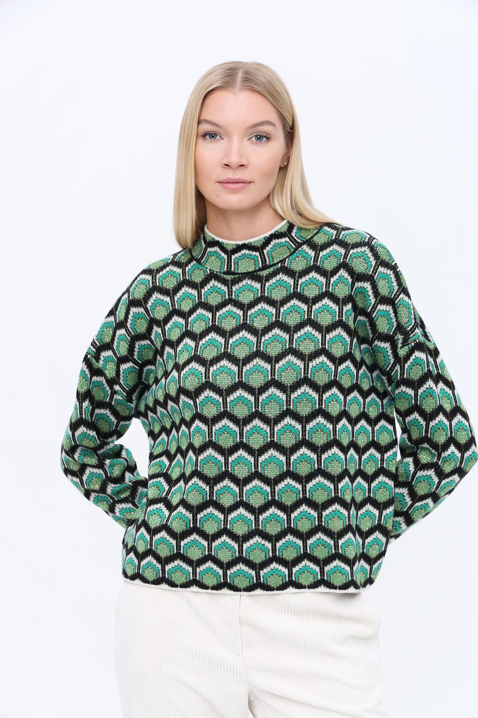 Пуловер Oui с геометрическим узором