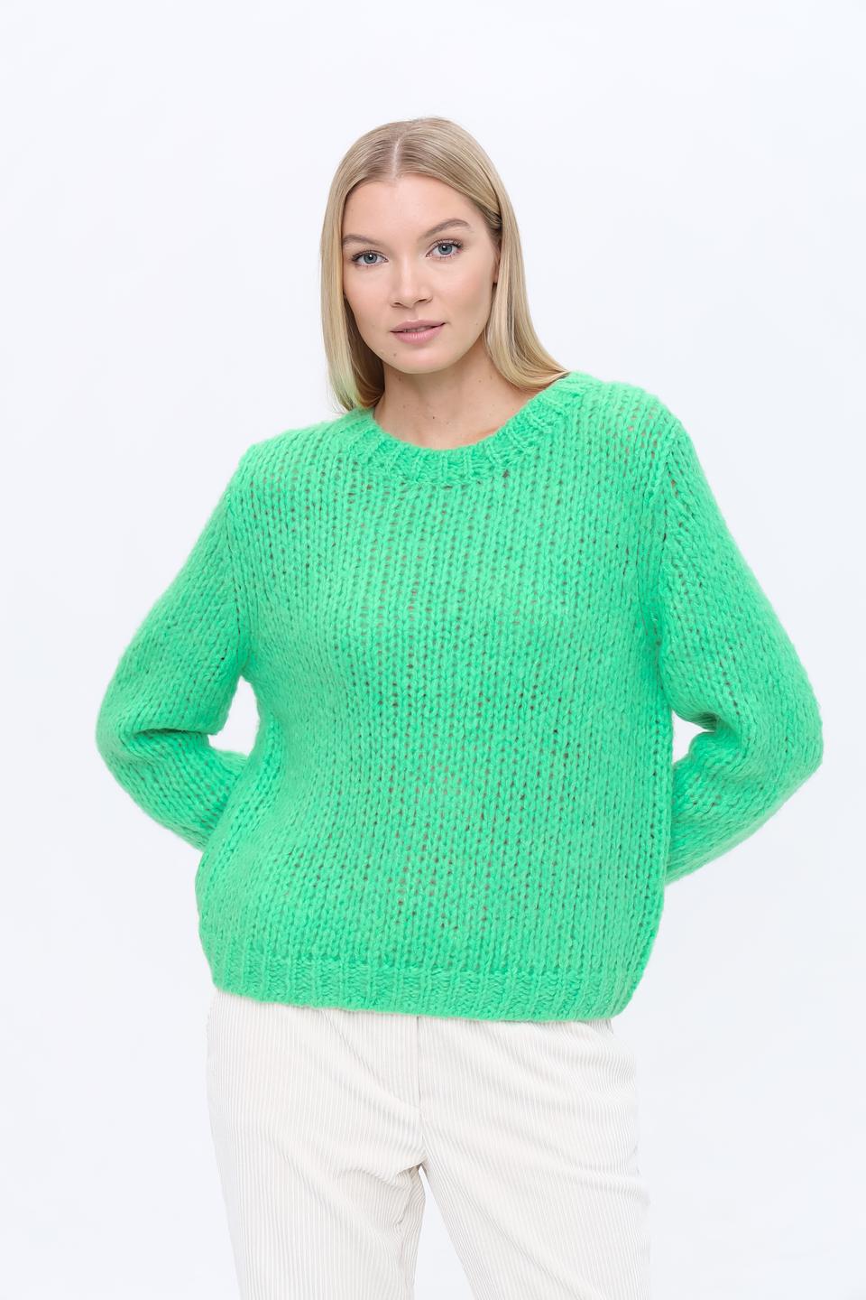Пуловер Oui крупной вязки лайм