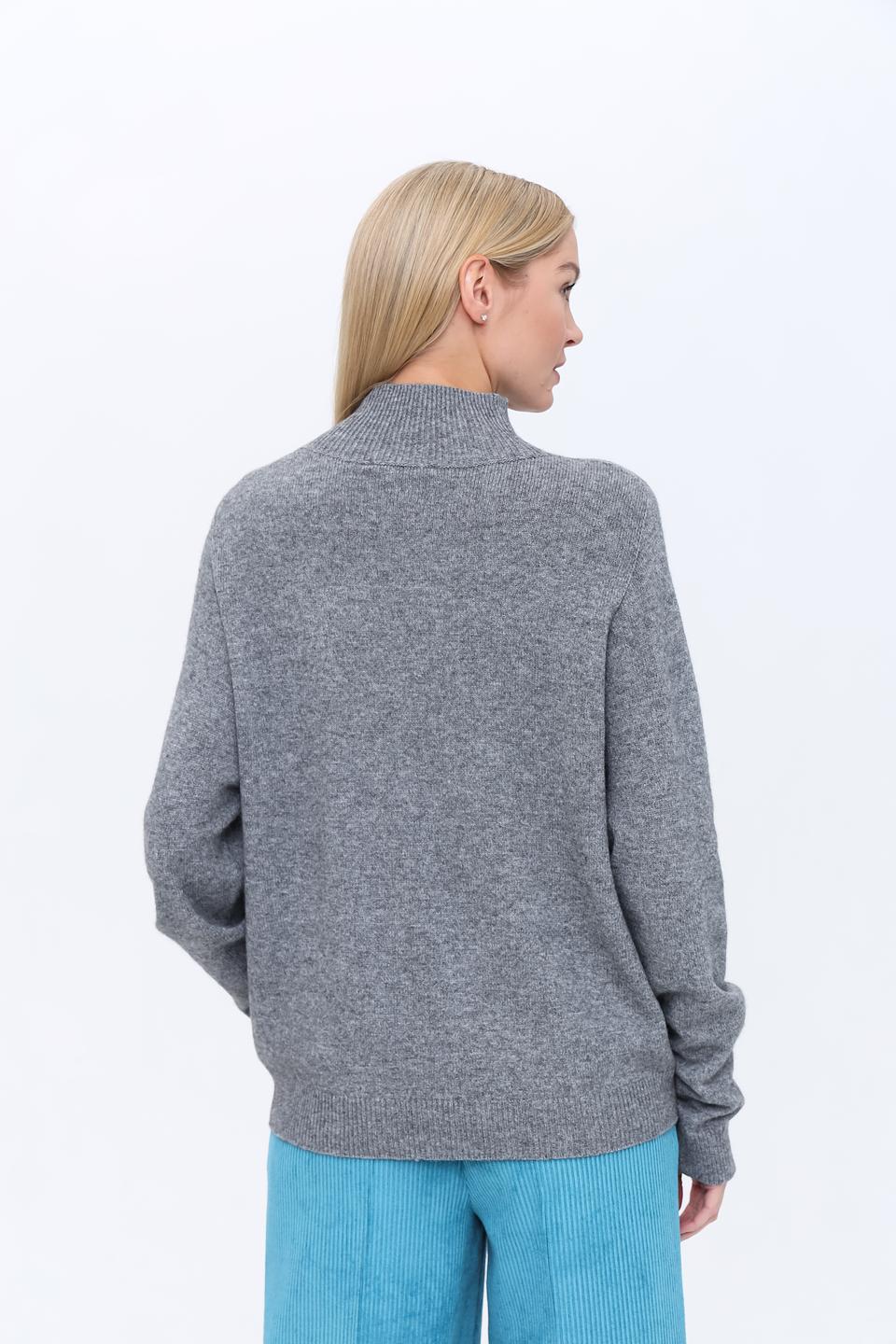 Пуловер Oui с горлом серый