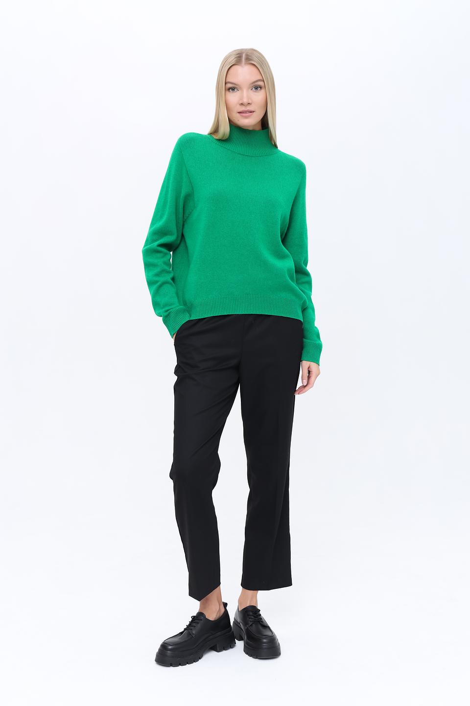 Пуловер Oui зелёный с горлом