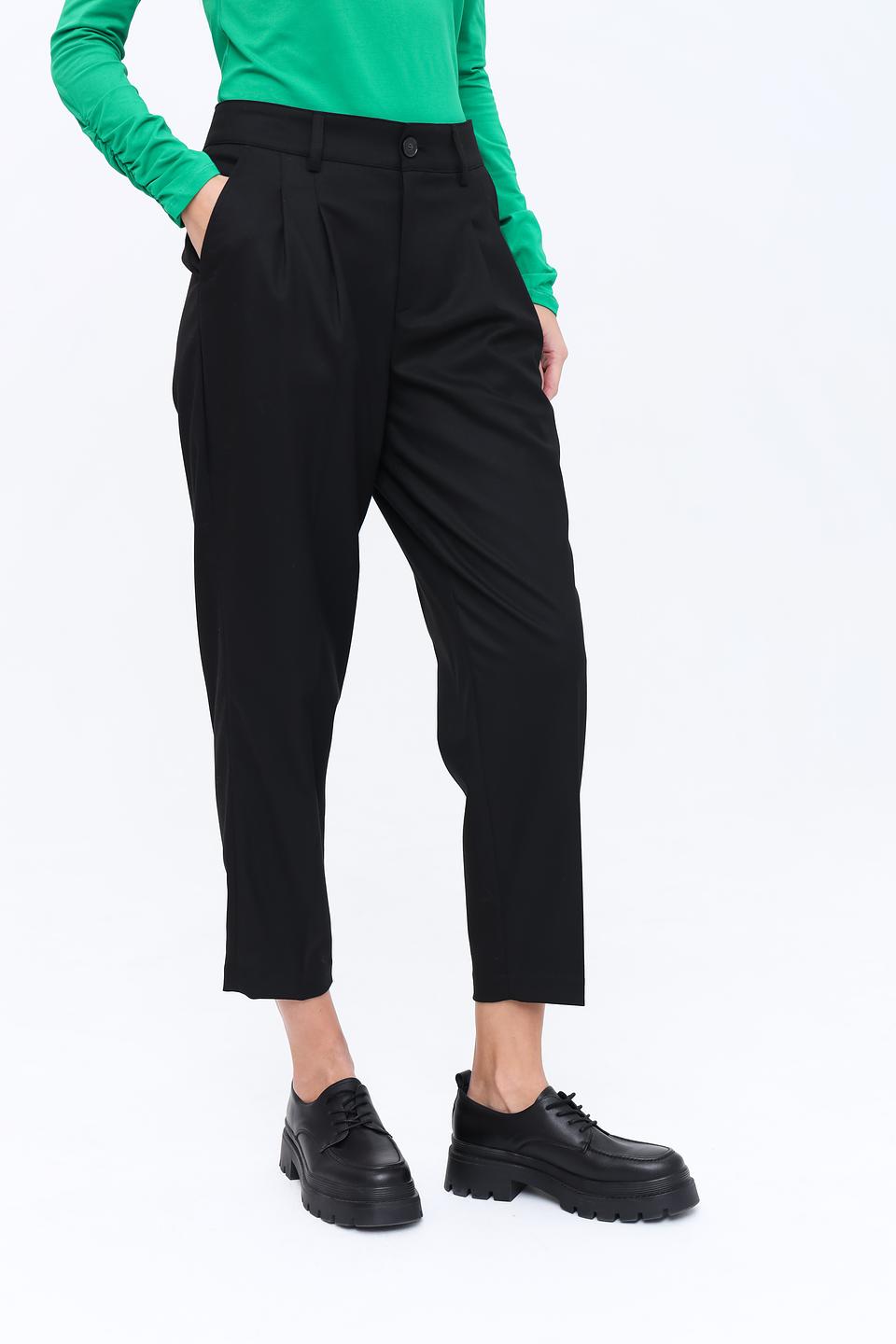 Брюки Oui чёрные с защипами