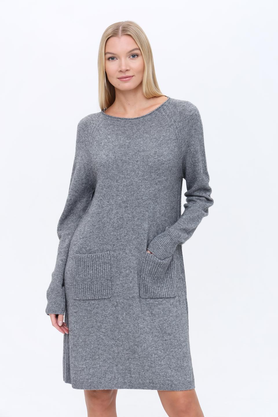 Платье Oui вязаное серое