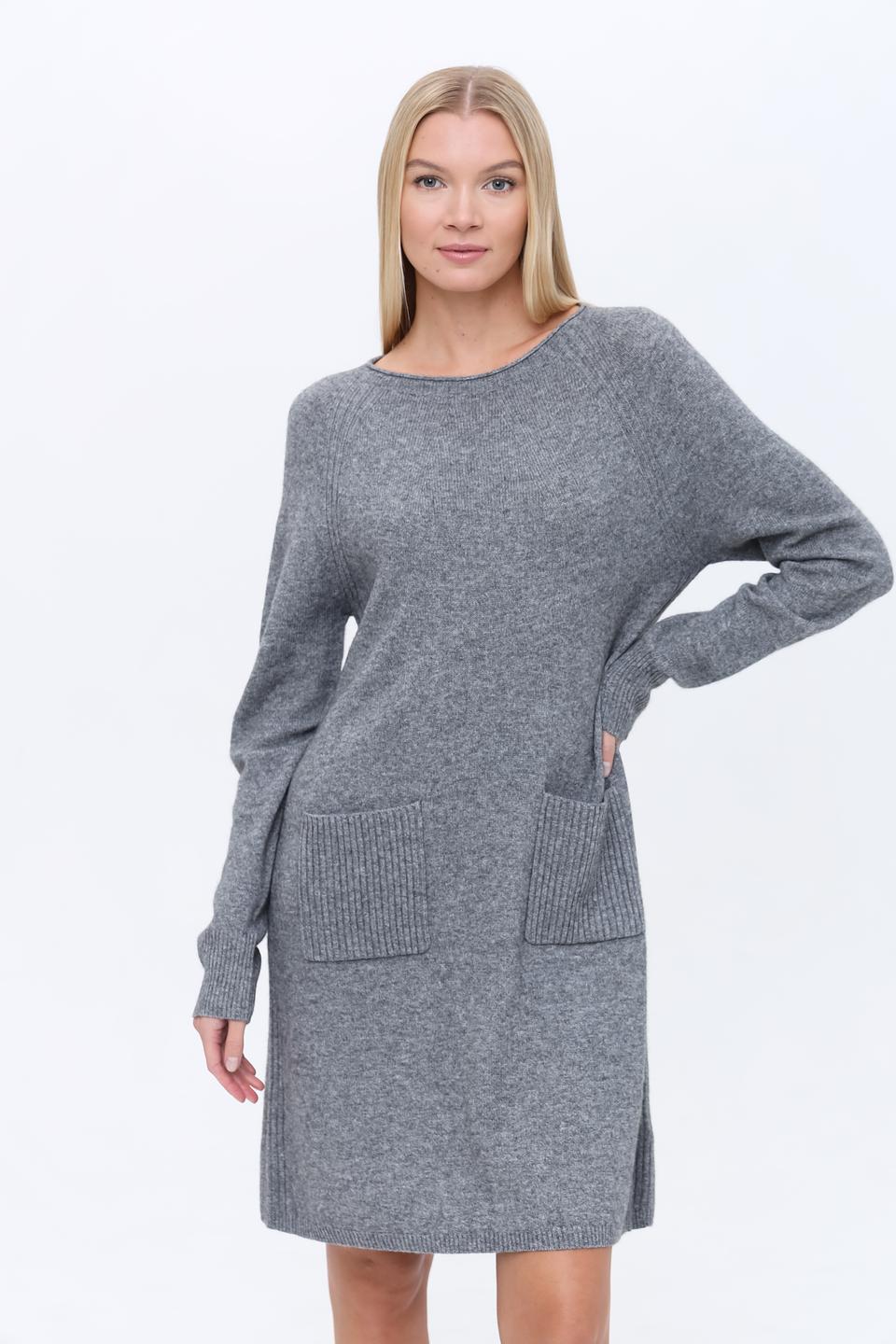 Платье Oui вязаное серое