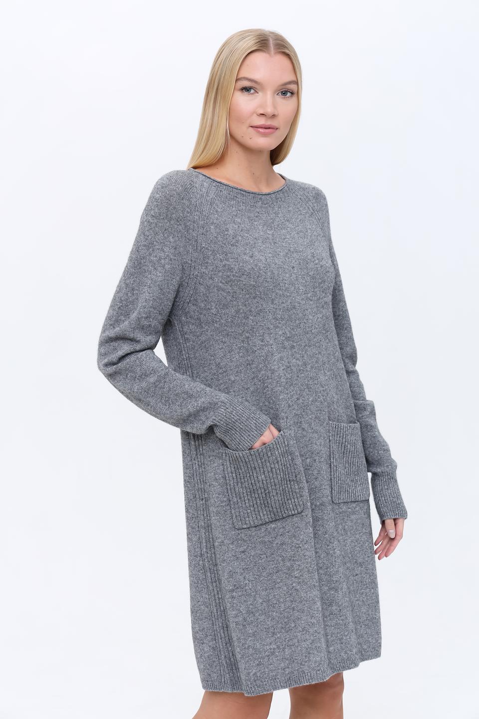Платье Oui вязаное серое