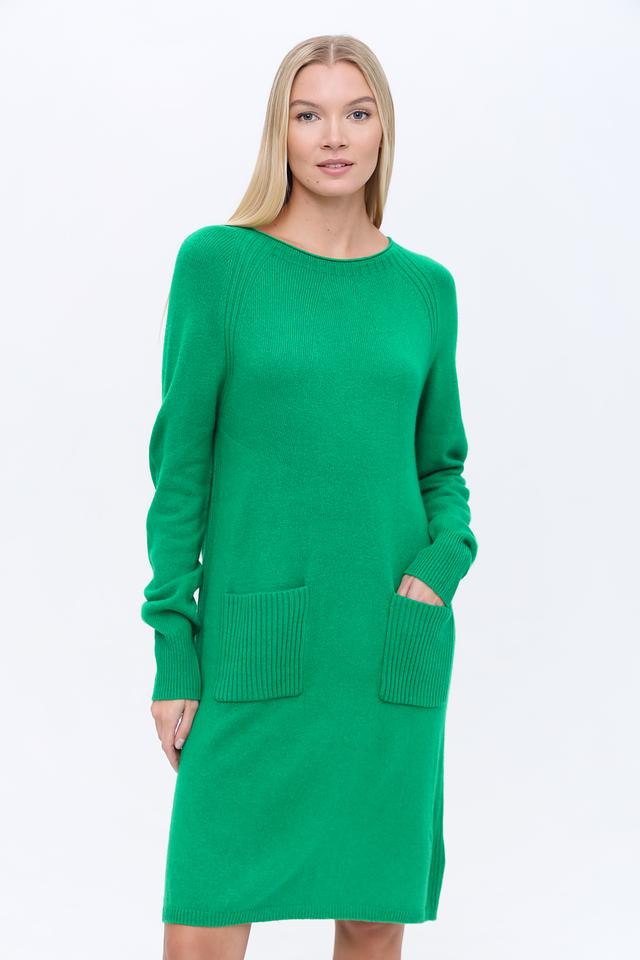 Платье Oui вязаное зелёное