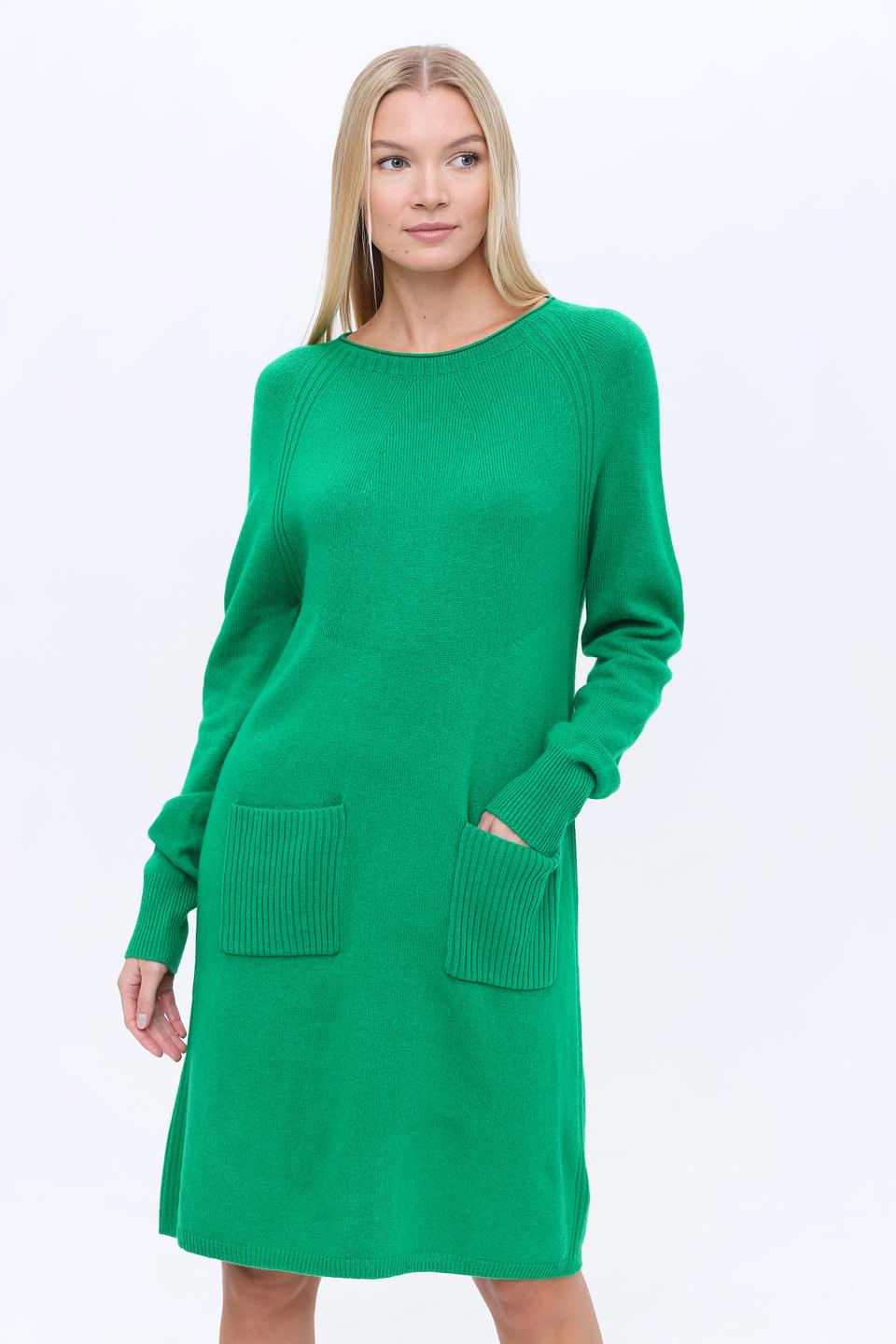 Платье Oui вязаное зелёное