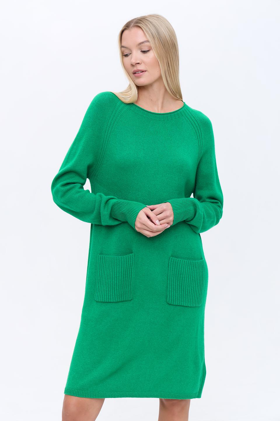 Платье Oui вязаное зелёное