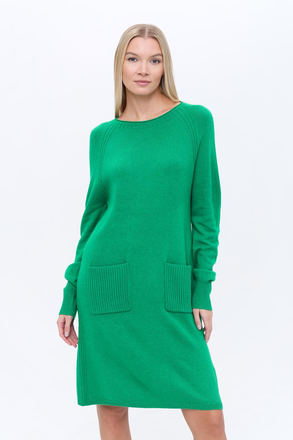 Платье Oui вязаное зелёное