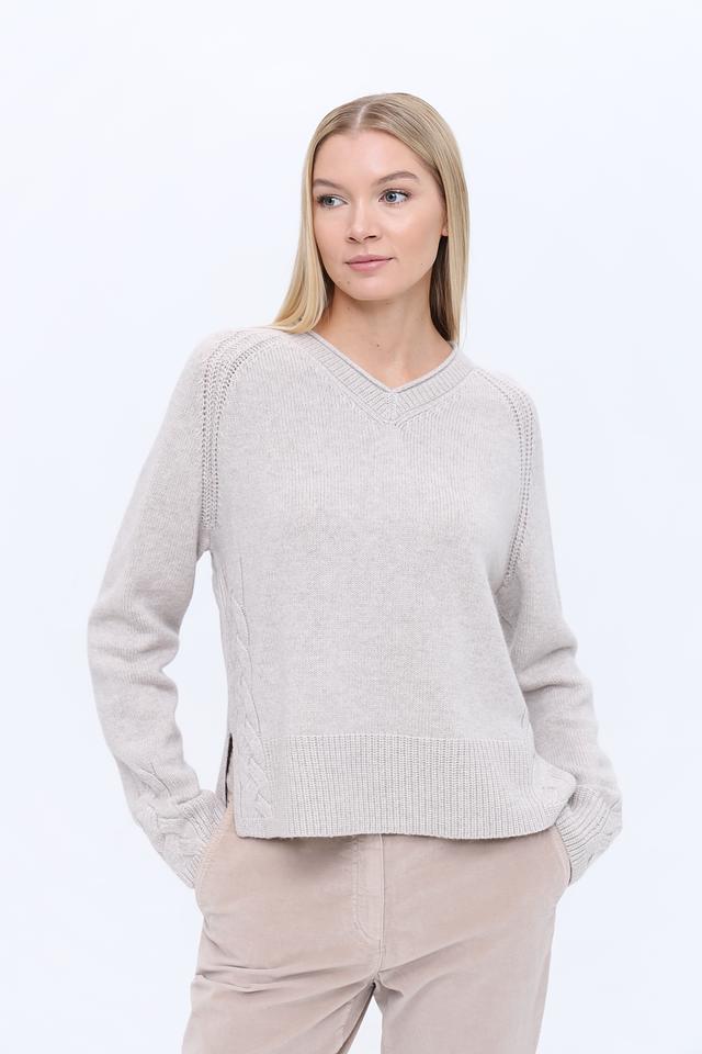 Пуловер Marc Cain V-образный бежевый