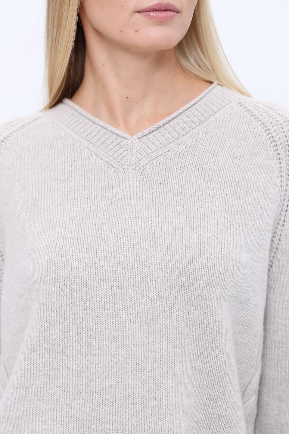 Пуловер Marc Cain V-образный бежевый