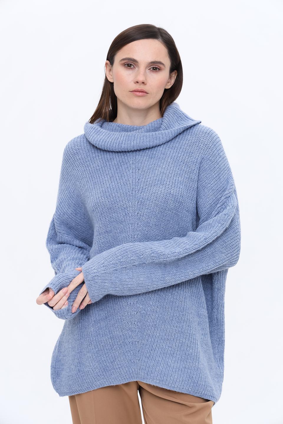 Пуловер Broadway с высоким горлом голубой