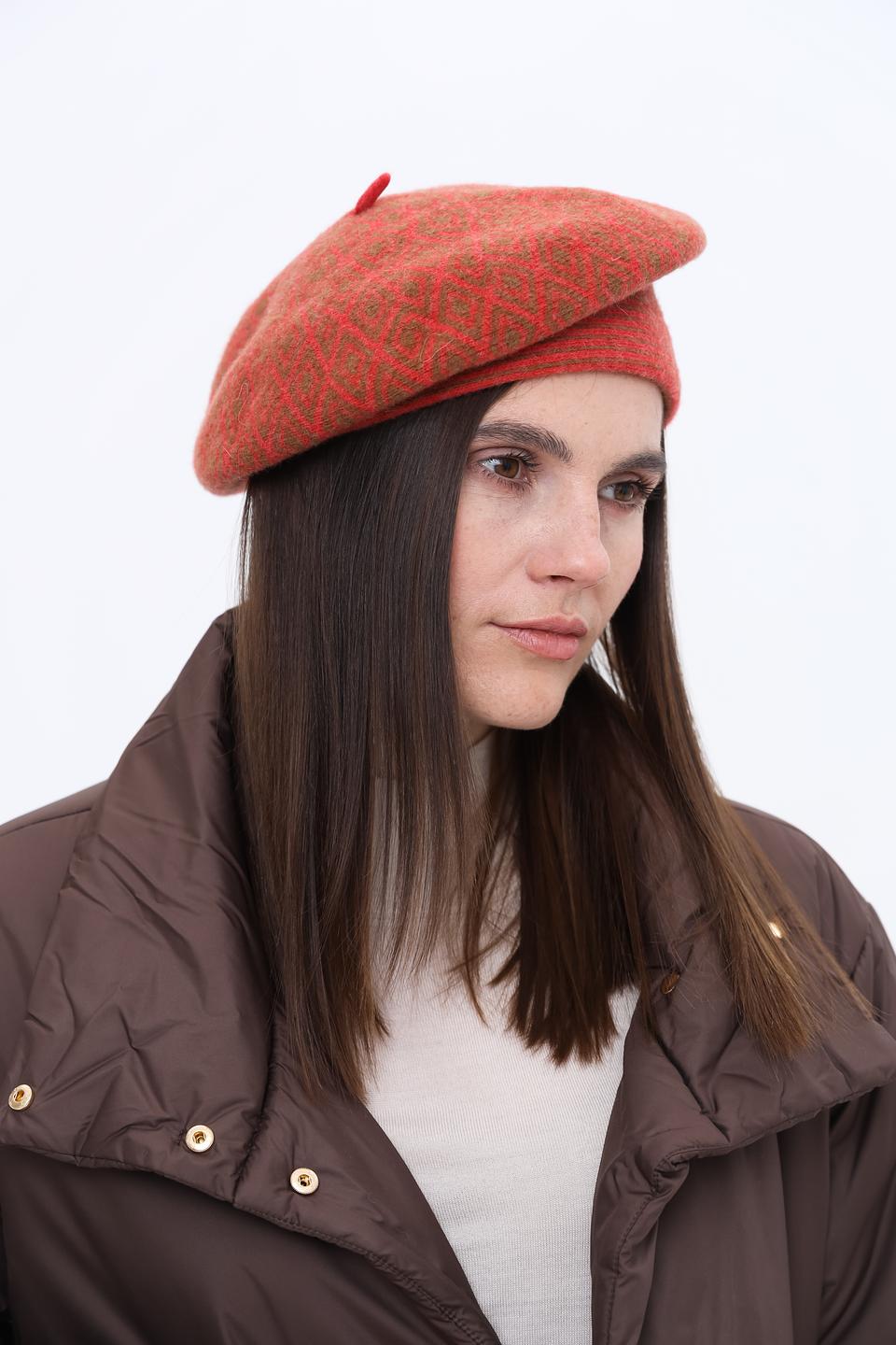 Берет Seeberger шерстяной красный