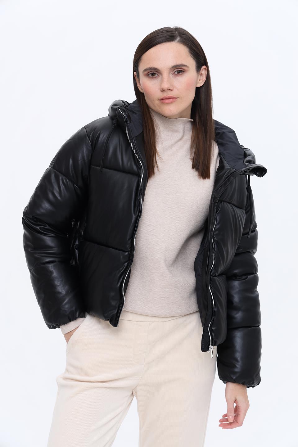 Куртка Alcott женская из экокожи чёрная