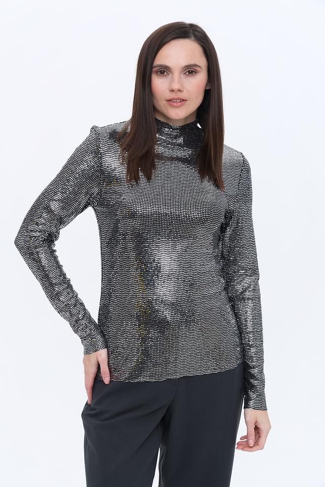 Водолазка Rich and Royal с пайетками серебристая