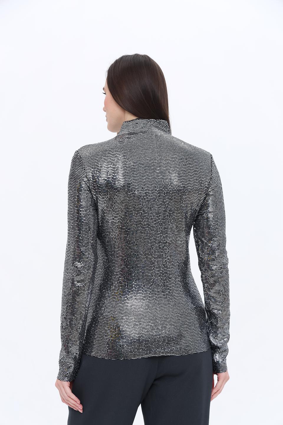 Водолазка Rich and Royal с пайетками серебристая